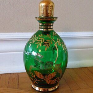 Vintage Italy Green Glass Decanter